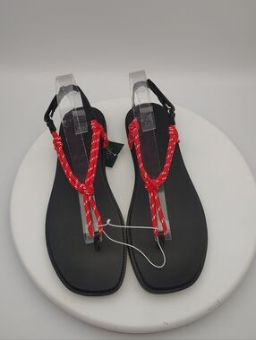 New Wild Fable  Black Sandals with Red Rope Straps Size Women's 10